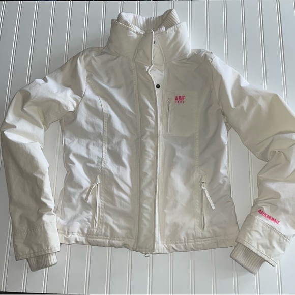 Abercrombie & Fitch Jackets & Blazers - Abercrombie & Fitch Winter Ski Style Jacket - White/Pink - Size Small
